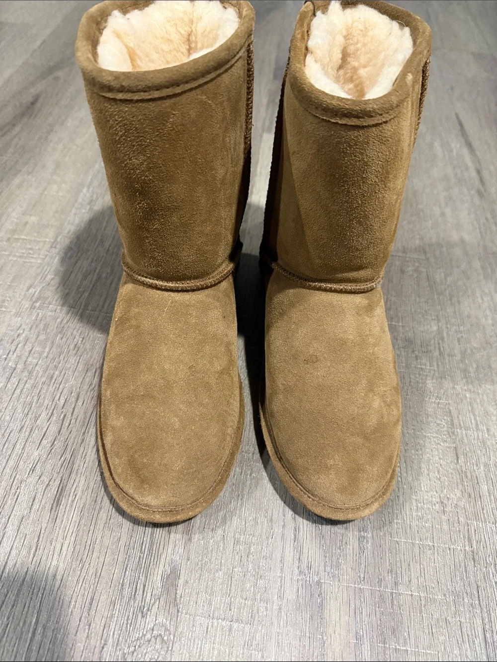BearPaw Kids Suede Shearling Boots in Chestnut Brown